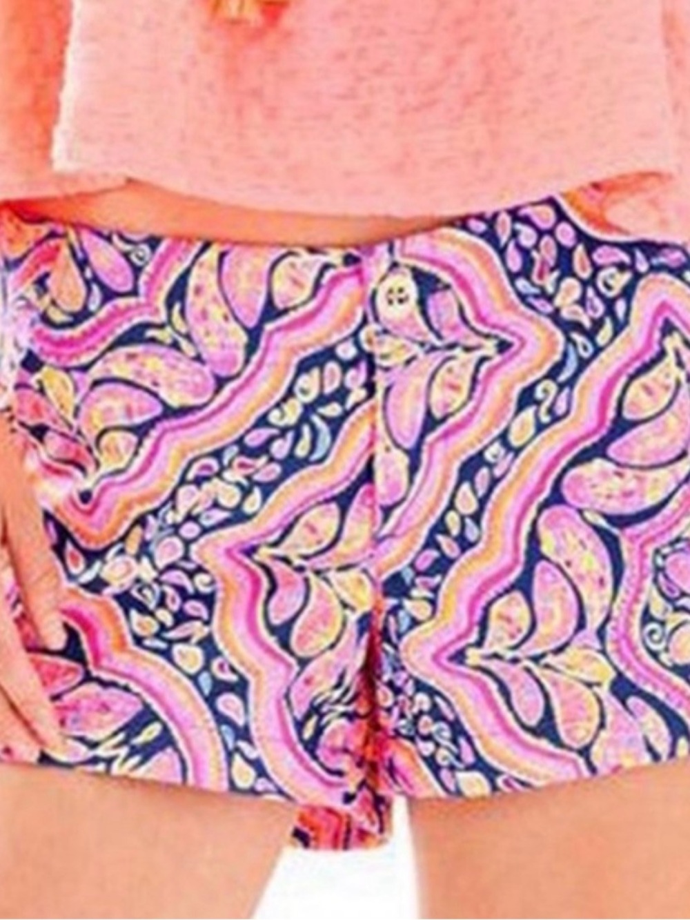 Lilly Pulitzer Pink & Navy Paisley Print Shorts
